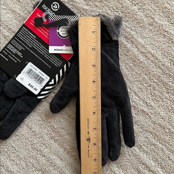 NWT Isotoner Womens Micro Luxe Suede Casual Gloves Size XL Black Classic Warm - Picture 10 of 10